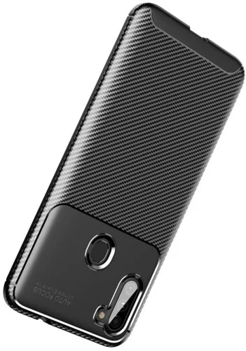 Samsung Galaxy M11 Kılıf Karbon Serisi Mat Fiber Silikon Negro Kapak - Siyah