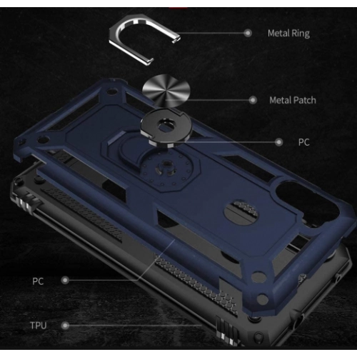 Samsung Galaxy M11 Kılıf Silikon Zırhlı Standlı Yüzüklü Mıknatıslı Tank Kapak - Gri
