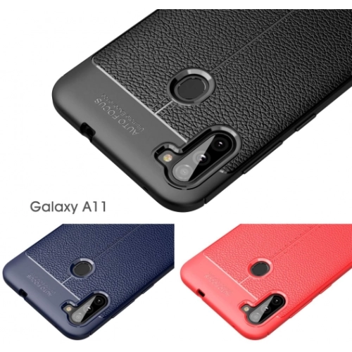 Samsung Galaxy M11 Kılıf Deri Görünümlü Lüks Parmak İzi Bırakmaz Niss Silikon Kapak - Siyah