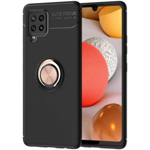 Samsung Galaxy M12 Kılıf Renkli Silikon Yüzüklü Standlı Auto Focus Ravel Kapak - Rose Gold