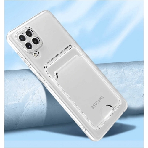Samsung Galaxy M12 Kılıf Kartlıklı Şeffaf Esnek Silikon Kamera Korumalı