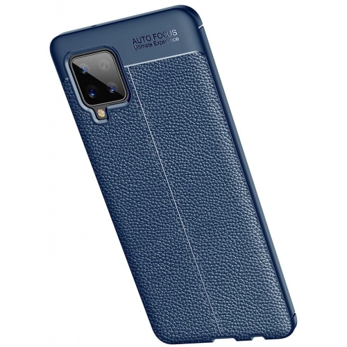 Samsung Galaxy M12 Kılıf Deri Görünümlü Lüks Parmak İzi Bırakmaz Niss Silikon Kapak - Lacivert