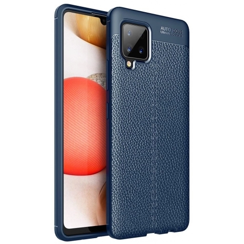 Samsung Galaxy M12 Kılıf Deri Görünümlü Lüks Parmak İzi Bırakmaz Niss Silikon Kapak - Lacivert