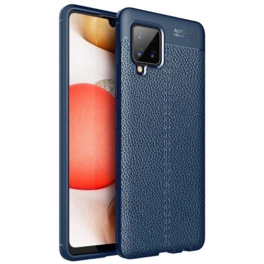 Samsung Galaxy M12 Kılıf Deri Görünümlü Lüks Parmak İzi Bırakmaz Niss Silikon Kapak - Lacivert