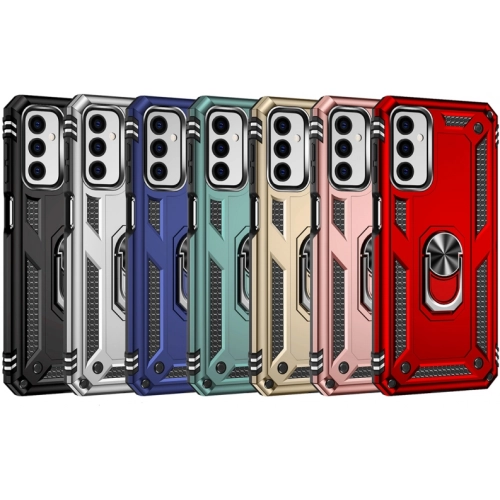 Samsung Galaxy M13 Kılıf Silikon Zırhlı Standlı Yüzüklü Mıknatıslı Tank Kapak - Siyah