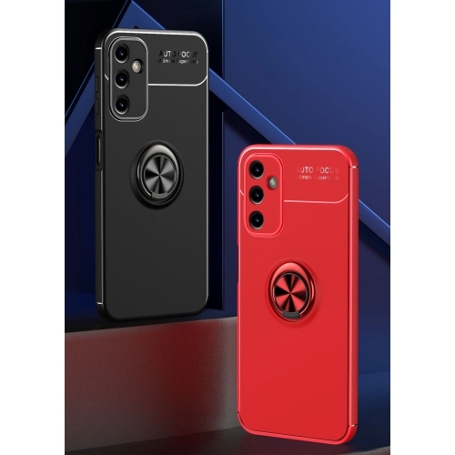 Samsung Galaxy M14 Kılıf Renkli Silikon Yüzüklü Standlı Auto Focus Ravel Kapak - Siyah