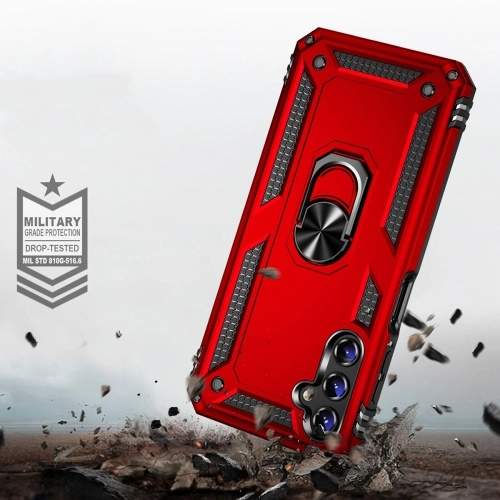 Samsung Galaxy M14 Kılıf Silikon Zırhlı Standlı Yüzüklü Mıknatıslı Tank Kapak - Lacivert