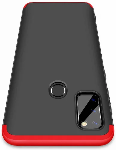 Samsung Galaxy M21 Kılıf 3 Parçalı 360 Tam Korumalı Rubber AYS Kapak  - Kırmızı