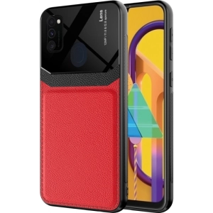 Samsung Galaxy M21 Kılıf Deri Görünümlü Emiks Kapak - Kırmızı