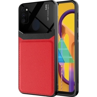 Samsung Galaxy M21 Kılıf Deri Görünümlü Emiks Kapak - Kırmızı