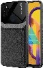 Samsung Galaxy M21 Kılıf Deri Görünümlü Emiks Kapak - Siyah