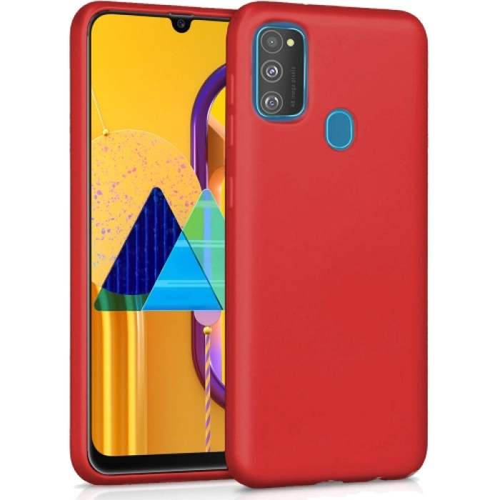 Samsung Galaxy M21 Kılıf İnce Soft Mat Renkli Esnek Silikon Kapak - Kırmızı