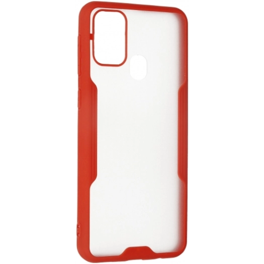 Samsung Galaxy M21 Kılıf Renkli Silikon Kamera Lens Korumalı Şeffaf Parfe Kapak - Kırmızı