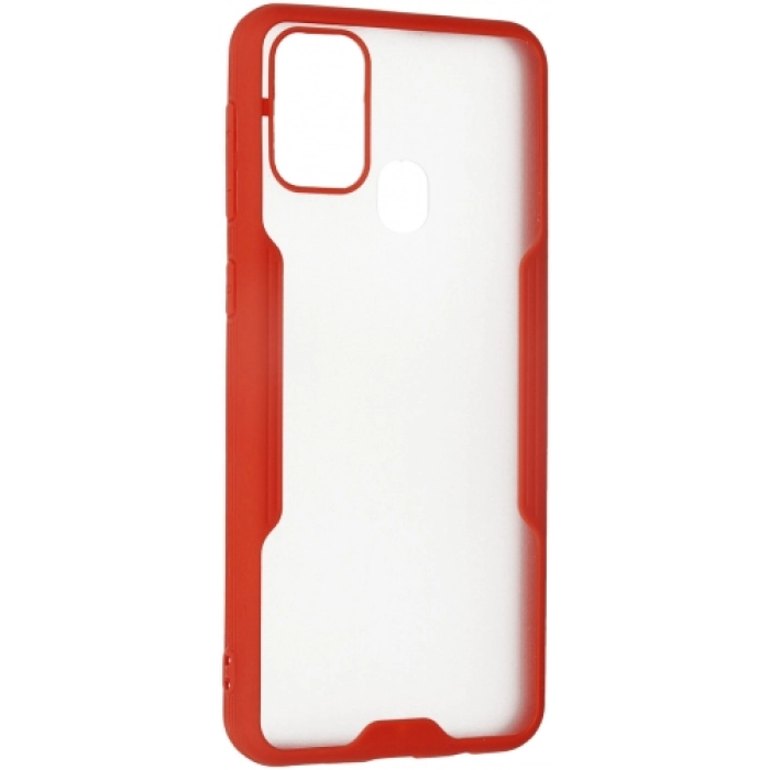 Samsung Galaxy M21 Kılıf Renkli Silikon Kamera Lens Korumalı Şeffaf Parfe Kapak - Kırmızı