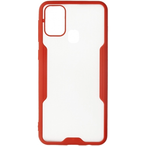 Samsung Galaxy M21 Kılıf Renkli Silikon Kamera Lens Korumalı Şeffaf Parfe Kapak - Kırmızı