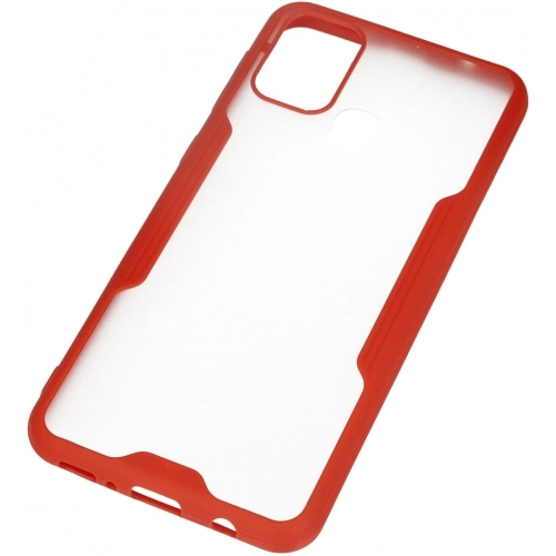 Samsung Galaxy M21 Kılıf Renkli Silikon Kamera Lens Korumalı Şeffaf Parfe Kapak - Kırmızı