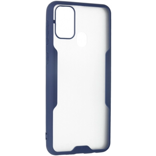 Samsung Galaxy M21 Kılıf Renkli Silikon Kamera Lens Korumalı Şeffaf Parfe Kapak - Lacivert