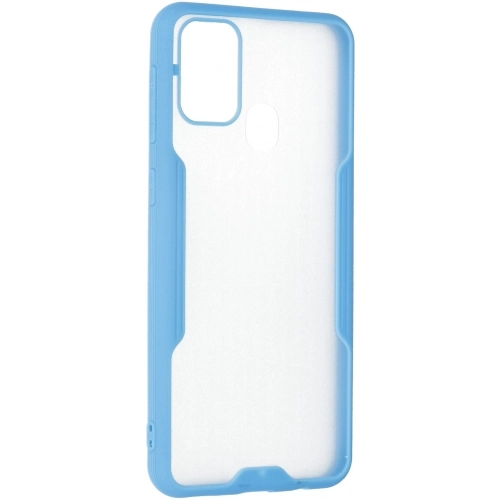 Samsung Galaxy M21 Kılıf Renkli Silikon Kamera Lens Korumalı Şeffaf Parfe Kapak - Mavi