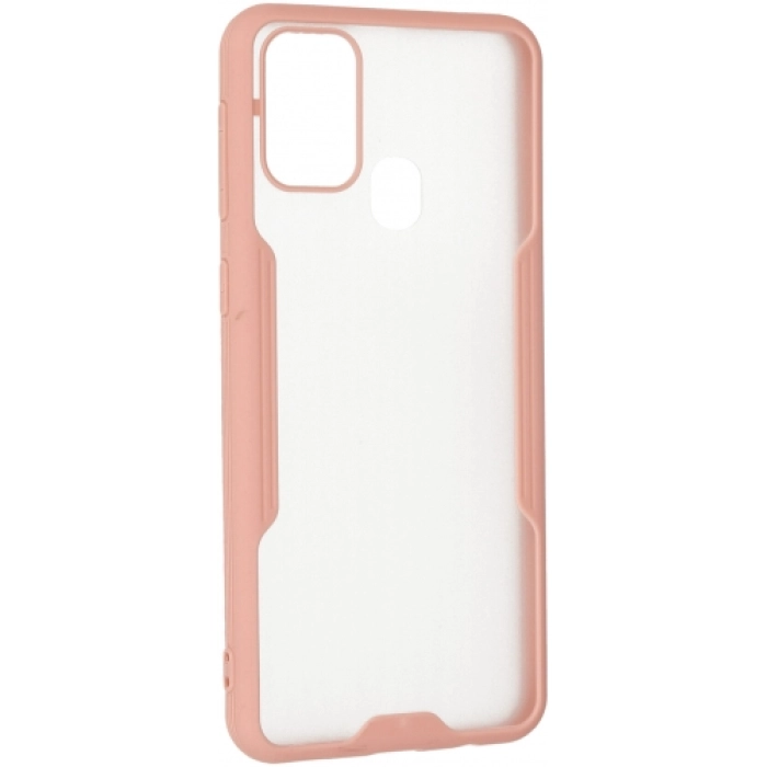 Samsung Galaxy M21 Kılıf Renkli Silikon Kamera Lens Korumalı Şeffaf Parfe Kapak - Pembe