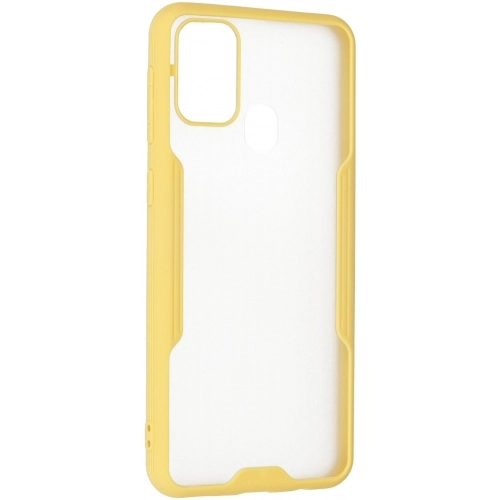 Samsung Galaxy M21 Kılıf Renkli Silikon Kamera Lens Korumalı Şeffaf Parfe Kapak - Sarı