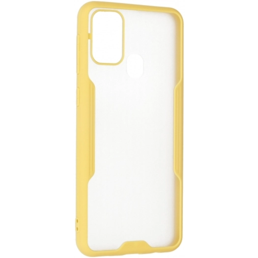 Samsung Galaxy M21 Kılıf Renkli Silikon Kamera Lens Korumalı Şeffaf Parfe Kapak - Sarı