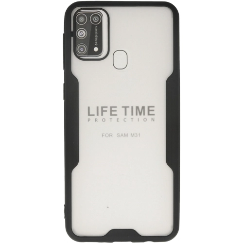 Samsung Galaxy M21 Kılıf Renkli Silikon Kamera Lens Korumalı Şeffaf Parfe Kapak - Siyah