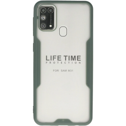 Samsung Galaxy M21 Kılıf Renkli Silikon Kamera Lens Korumalı Şeffaf Parfe Kapak - Yeşil