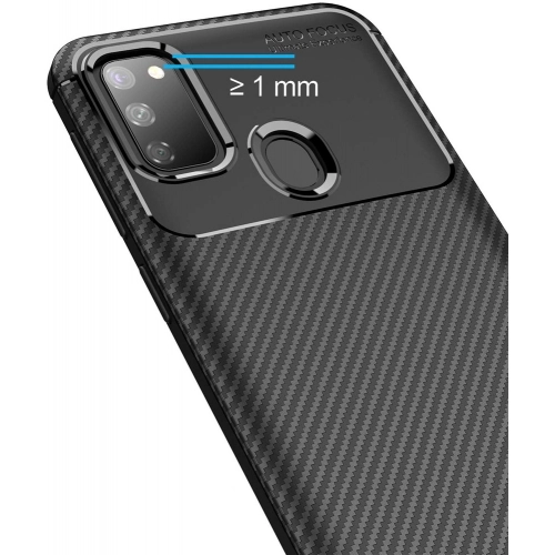Samsung Galaxy M21 Kılıf Silikon Parmak İzi Bırakmayan Karbon Soft Negro Kapak - Siyah