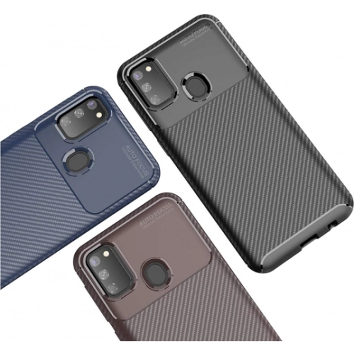 Samsung Galaxy M21 Kılıf Silikon Parmak İzi Bırakmayan Karbon Soft Negro Kapak - Siyah