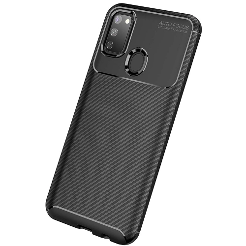 Samsung Galaxy M21 Kılıf Silikon Parmak İzi Bırakmayan Karbon Soft Negro Kapak - Siyah