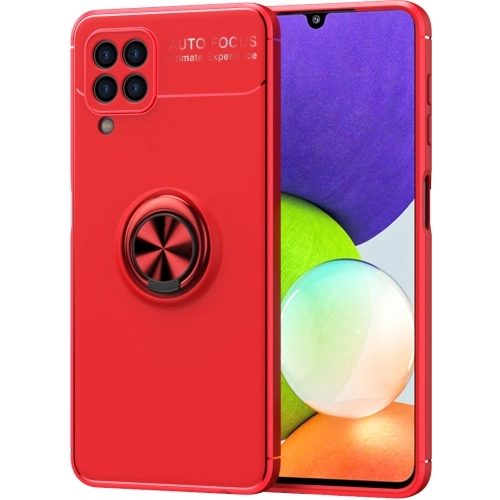 Samsung Galaxy M22 Kılıf Renkli Silikon Yüzüklü Standlı Auto Focus Ravel Kapak - Kırmızı