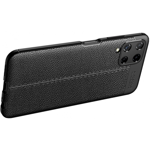 Samsung Galaxy M22 Kılıf Deri Görünümlü Lüks Parmak İzi Bırakmaz Niss Silikon Kapak - Lacivert