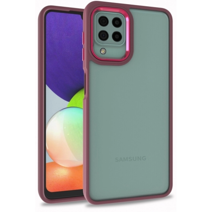 Samsung Galaxy M22 Kılıf Electro Silikon Renkli Flora Kapak - Kırmızı