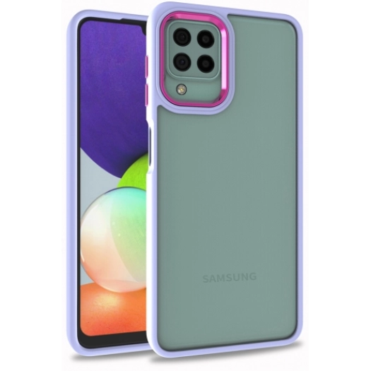 Samsung Galaxy M22 Kılıf Electro Silikon Renkli Flora Kapak - Lila