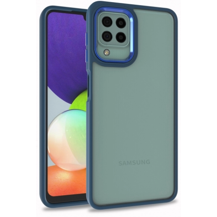 Samsung Galaxy M22 Kılıf Electro Silikon Renkli Flora Kapak - Mavi