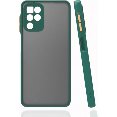 Samsung Galaxy M22 Kılıf Kamera Korumalı Arkası Şeffaf Mat Silikon Kapak - Koyu Yeşil