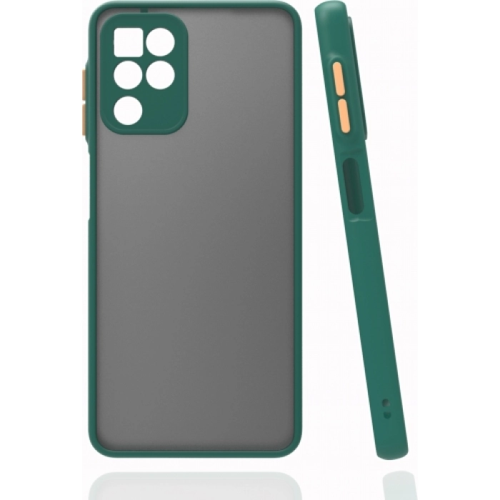 Samsung Galaxy M22 Kılıf Kamera Korumalı Arkası Şeffaf Mat Silikon Kapak - Koyu Yeşil