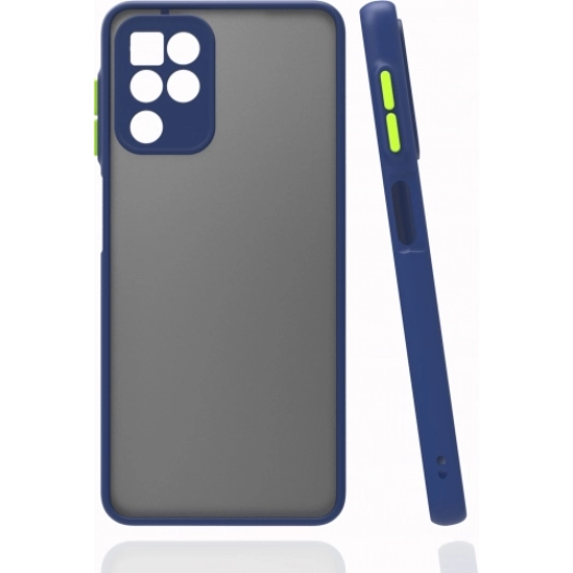 Samsung Galaxy M22 Kılıf Kamera Korumalı Arkası Şeffaf Mat Silikon Kapak - Lacivert