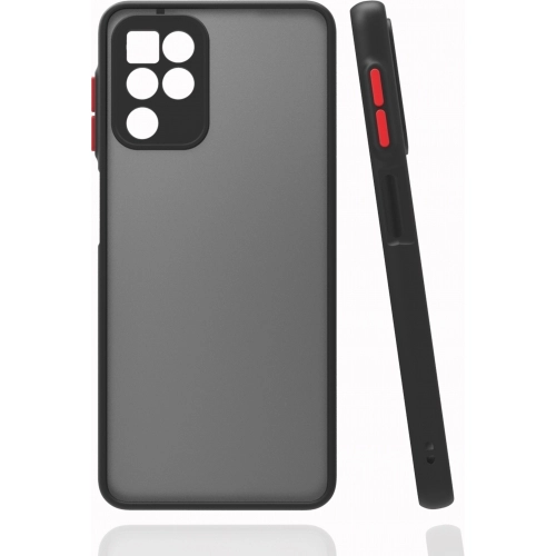 Samsung Galaxy M22 Kılıf Kamera Korumalı Arkası Şeffaf Mat Silikon Kapak - Siyah