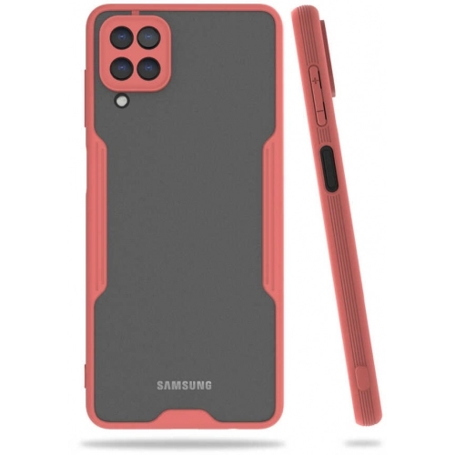 Samsung Galaxy M22 Kılıf Renkli Silikon Kamera Lens Korumalı Şeffaf Parfe Kapak - Pembe