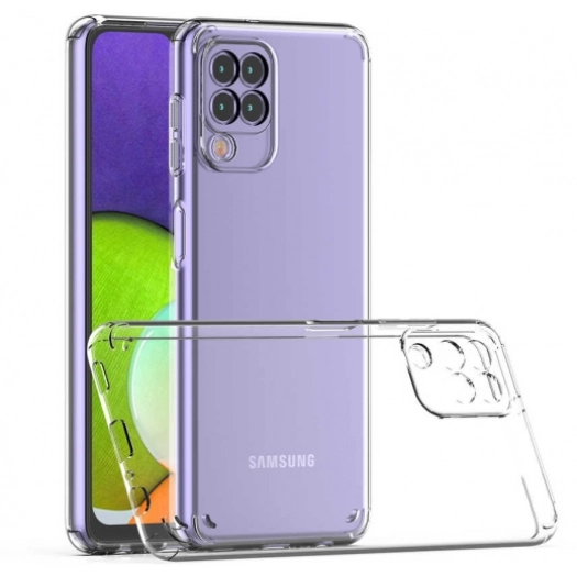 Samsung Galaxy M22 Kılıf Korumalı Kenarları Silikon Arkası Sert Coss Kapak  - Şeffaf