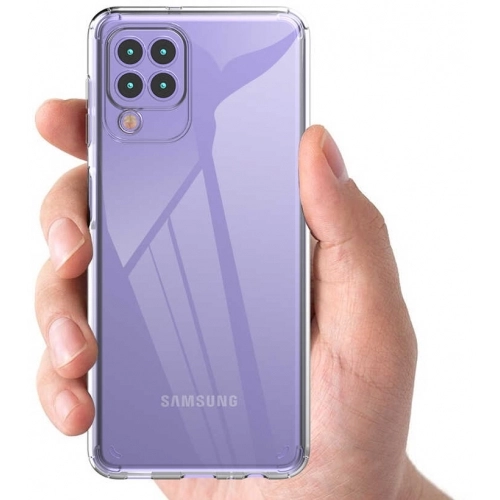 Samsung Galaxy M22 Kılıf Korumalı Kenarları Silikon Arkası Sert Coss Kapak - Şeffaf