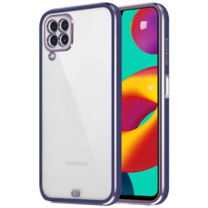 Samsung Galaxy M22 Kılıf Parlak Kenarlar Pastel Silikon Voit Kapak - Lacivert