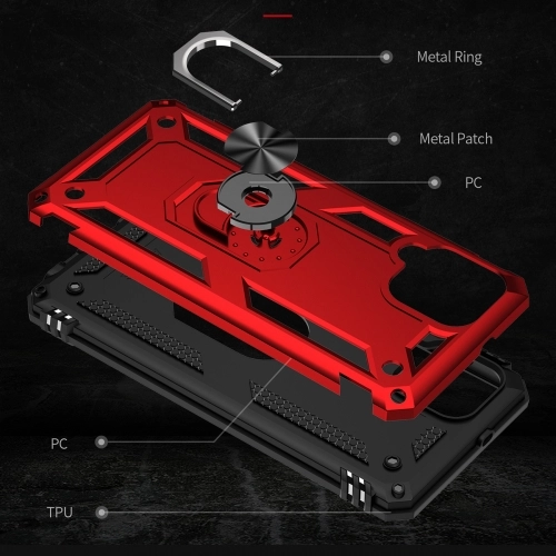 Samsung Galaxy M22 Kılıf Silikon Zırhlı Standlı Yüzüklü Mıknatıslı Tank Kapak - Gri