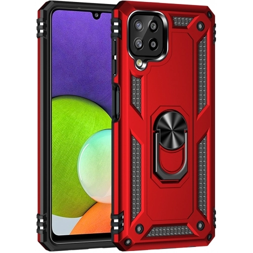 Samsung Galaxy M22 Kılıf Silikon Zırhlı Standlı Yüzüklü Mıknatıslı Tank Kapak - Lacivert