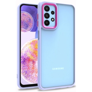 Samsung Galaxy M23 5G Kılıf Electro Silikon Renkli Flora Kapak - Lila