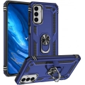 Samsung Galaxy M23 5G Kılıf Silikon Zırhlı Standlı Yüzüklü Mıknatıslı Tank Kapak - Lacivert