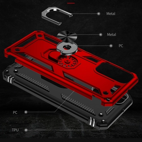 Samsung Galaxy M23 5G Kılıf Silikon Zırhlı Standlı Yüzüklü Mıknatıslı Tank Kapak - Rose Gold