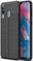 Samsung Galaxy M30 Kılıf Deri Görünümlü Parmak İzi Bırakmaz Niss Silikon - Siyah