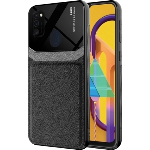 Samsung Galaxy M30s Kılıf Deri Görünümlü Emiks Kapak - Siyah